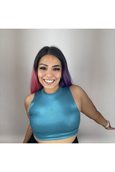 MIA GIA Mavi Parlak Crop