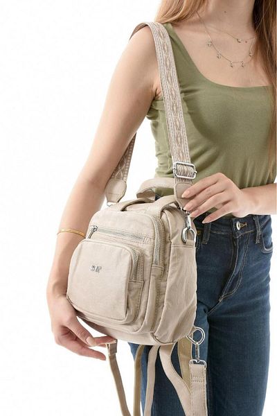 Baginn Y.S.Leather Women's Backpack 25*23 cm Vegan Leather Whether Backpack or Shoulder Lighted Accessory Cross Bag
