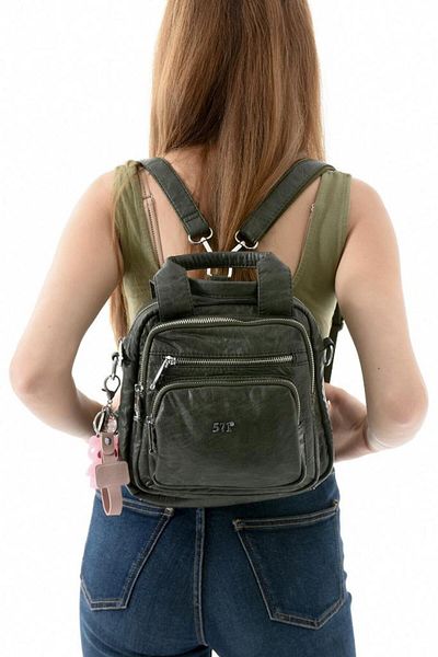Baginn Y.S.Leather Women's Backpack 25*23 cm Vegan Leather Whether Backpack or Shoulder Lighted Accessory Cross Bag