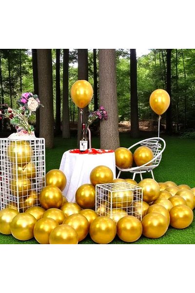 Kuzey 25 Pcs Gold Chrome Balloon Gold Shiny Metallic Balloon Chrome Gold Balloon Is Suitable for Helium Gazina Flying Balloon