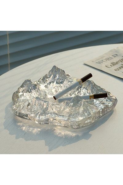 Falconetti Crystal Glass Mountain Mountain Design Shiny 3D Ash Tray Cigar Ashtray Mt176