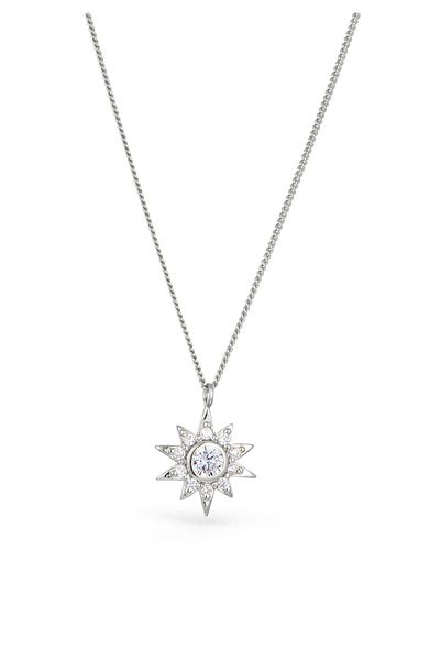 ELLI Necklace Necklace Women Star pendant Armouredchain Zirconia Diamond Cut White 925 Sterling Silver 40