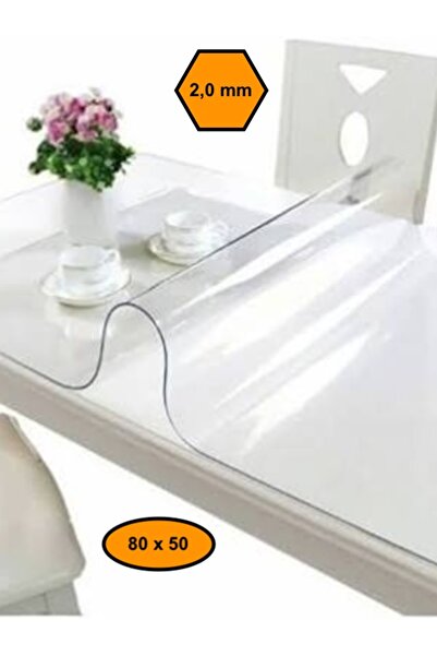 MRT PLASTİK 2 mm PVC MASA ÖRTÜSÜ, ŞEFFAF MASA KAPLAMASI, 80X50