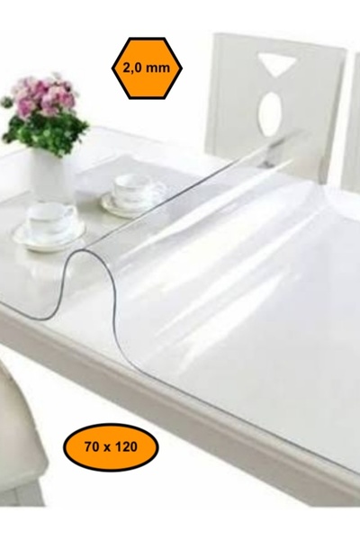 MRT PLASTİK 2,0 mm PVC MASA ÖRTÜSÜ, ŞEFFAF MASA KAPLAMASI, 70x120