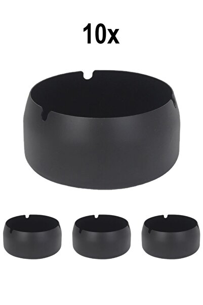 Falconetti 10 Τεμάχια Ατσάλινο Μαύρο 8 εκ. Στρογγυλό Ταμπάκι Καφέ Εστιατόριο Τραπεζαρία Ταμπάκια