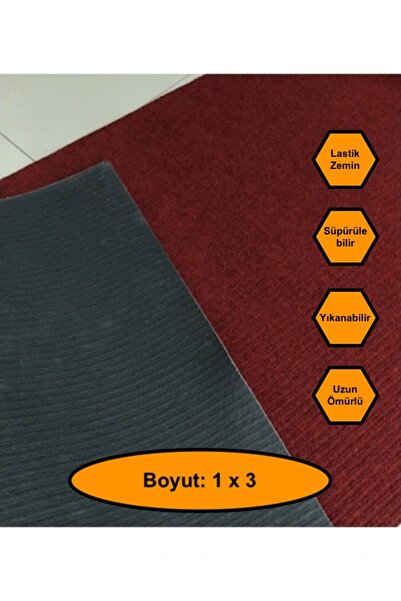 MRT PLASTİK BORDO ÇELİK HALI, YOLLUK, LASTİK TABANLI, 1X3 metre, KAYDIRMAZ