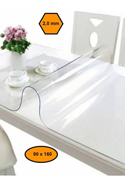 MRT PLASTİK 2,0 mm PVC MASA ÖRTÜSÜ, ŞEFFAF MASA KAPLAMASI, 90x160