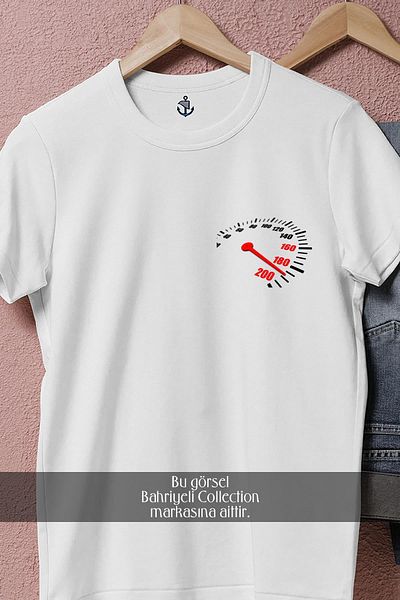 Bahriyeli Collection Oversize Car Motor Vehicle Speedometers Pocket Design Unisex T-Shirt