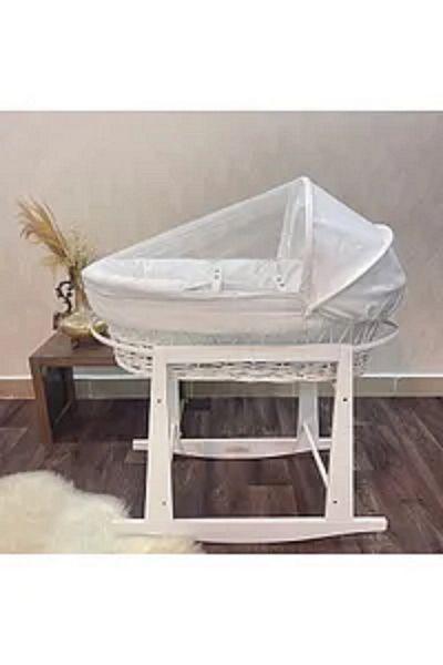 Fun Moment Moses Basket with Rocking Stand in White