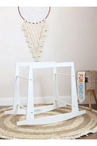 Fun Moment Baby Moses Basket with Mosquito Net and Rocking Stand White