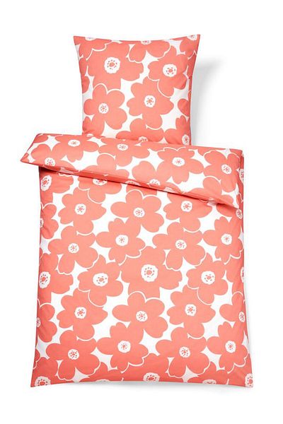 Tchibo Queen Floral Print Duvet Set 135 x 200 Cm, Pink
