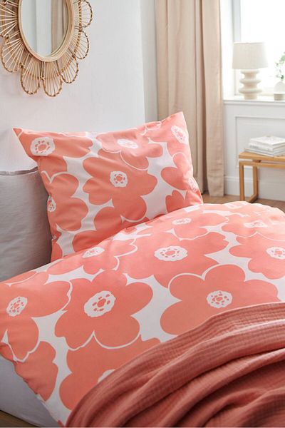 Tchibo Queen Floral Print Duvet Set 135 x 200 Cm, Pink