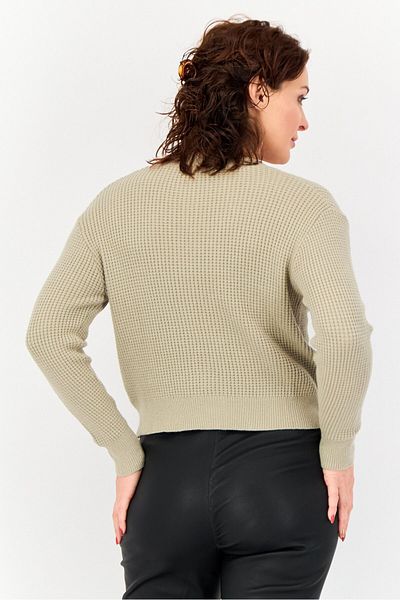 Poof Women V Neck Knitted Cardigan, Olive