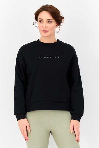 Giordano G-Motion Women Sportswear Fit Long Sleeve Training Sweatshirt, Black