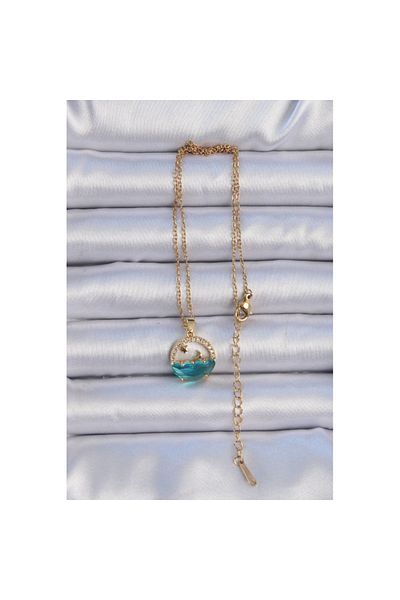 Skygo 316L Steel Chain Gold Color Zircon Stone Sea Look Moon Star Necklace - Tj-Bko9065