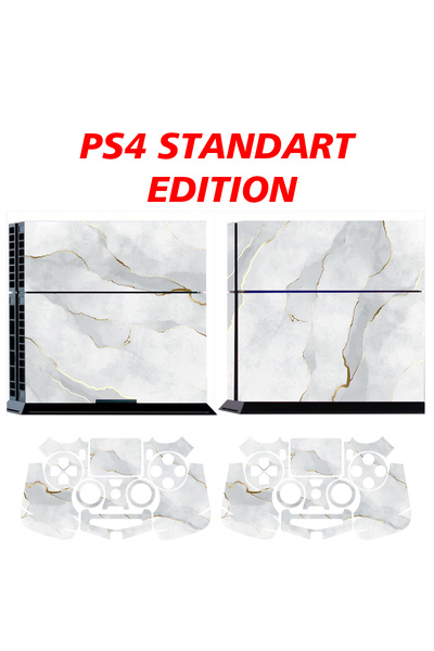 KT Decor Beyaz-Gold Mermer Playstation 4 Full Sticker Kaplama Seti