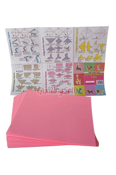 quilling 20cm Origami Paper, 100 Pieces 20cm X 20 cm Neon Pink Color Origami Set, 100 Origami Pack