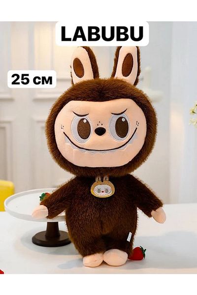 COOYA 25cm Labubu Cartoon Macaron Ragdoll Plush Toys, Mink Fur Cute Rabbit Ragdoll, Brown Canvas