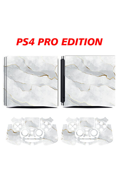 KT Decor Beyaz-Gold Mermer Playstation 4 Full Sticker Kaplama Seti