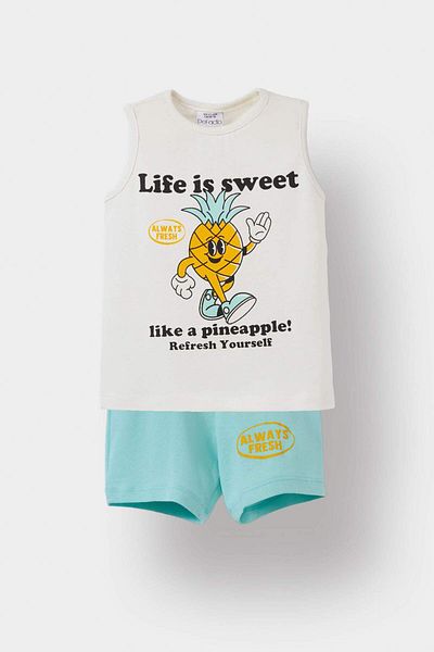 DeFacto Baby Boy 2-Piece Set Printed Undershirt Elastic Waist Shorts E1349A525Sm