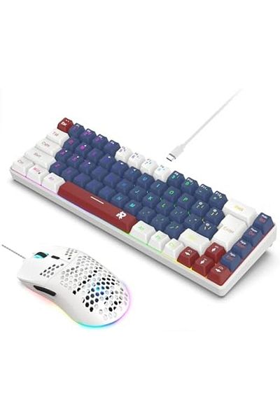 ROCK POW مجموعة لوحة مفاتيح الألعاب السلكية 60% وماوس الألعاب RGB