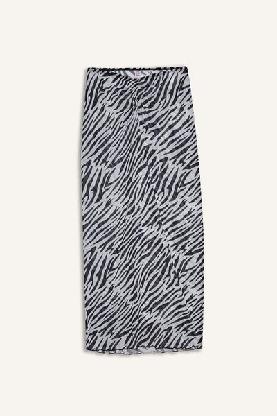 DeFacto Regular Fit Zebra Print Tulle Beach Skirt-Fall in Love C3179Ax25Hs