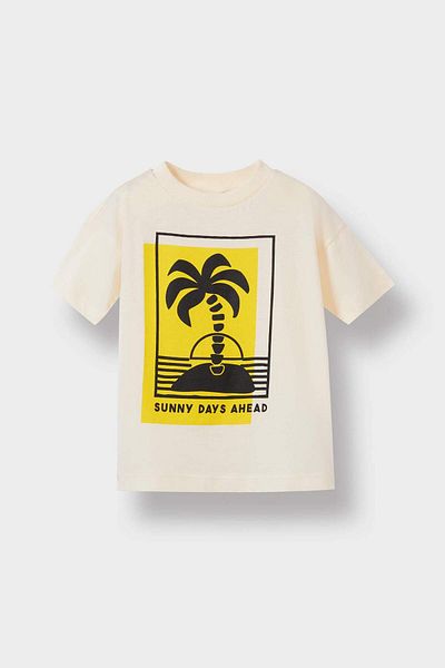DeFacto Baby Boy 2-Piece Set Palm Pattern Short Sleeve T-Shirt Elastic Waist Shorts E1200A525Sm