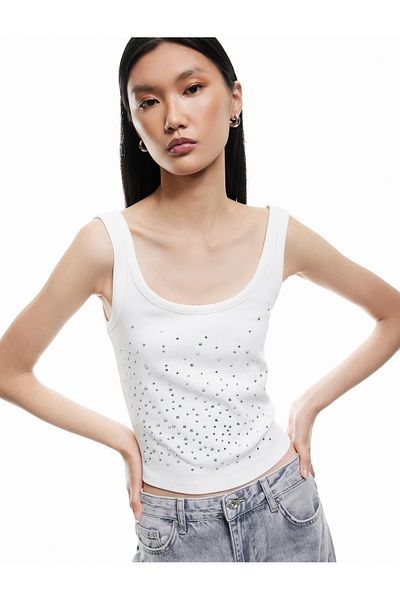 Koton New Season Cotton Sleeveless Ribbed Stone Undershirt