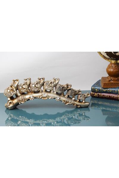 Elioure El İşlemeli 7’li Fil Heykeli Biblo Dekoratif Süs, Şık ve Zarif Tasarım