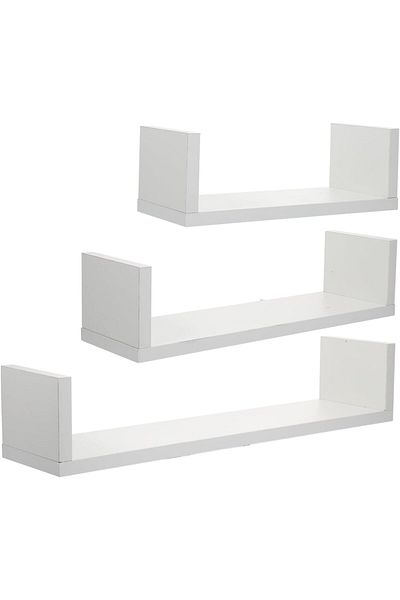 COOYA U-Style Home Book Shelf 3-Piece DIY 43x10x12 cm Wood White