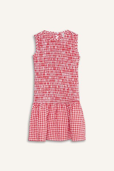 DeFacto Girls' Crew Neck Checked Sleeveless Summer Dress F6421A825Hs