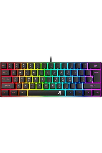 ROCK POW 60% Wired Gaming Keyboard, RGB Backlit Ultra-Compact Mini Keyboard, Waterproof Small Compac