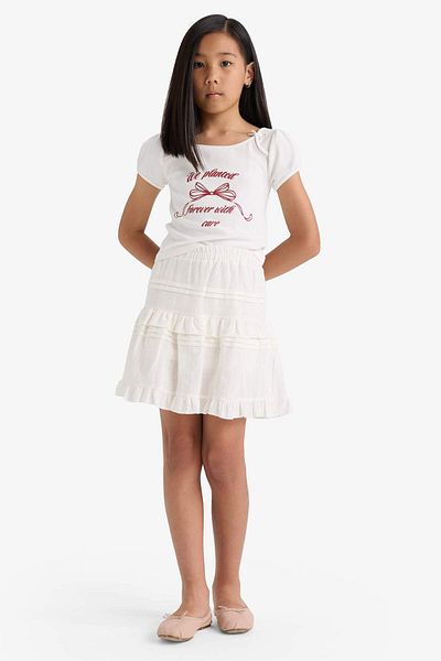 DeFacto Girl's Crew Neck Printed T-Shirt F8468A825Hs