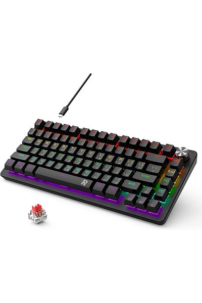 ROCK POW 70% Gaming Keyboard, Arabic English 82 Keys Mechanical Keyboard with RGB Backlit 19 Modes