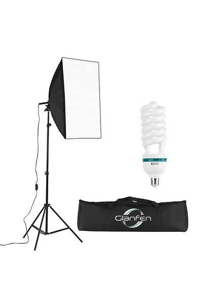 glanfen Photography Soft Box Lighting Kit with 135W White Light Bulbs, Softbox and Carry Bag for Portrait