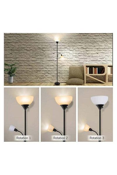 COOYA Modern Floor Uplighter & Adjustable Reading Lamp Dual Finish LED Standing Light for Living Room