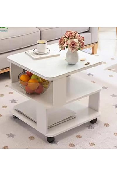 COOYA Multifunctional Michacose Coffee Table Simple Modern Design Sofa Side Tables Solid Wood Storage