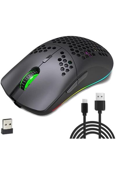 airbee Aerbee Wireless Gaming Mouse, Honeycomb Hollow Design Ergonomic Wireless Mouse with Backlight, 6 But