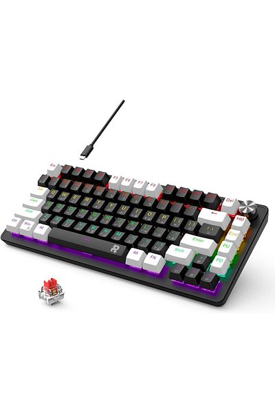 ROCK POW 70% Gaming Keyboard, Arabic English 82 Keys Mechanical Keyboard with RGB Backlit 19 Modes,