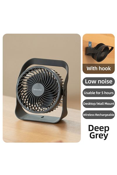 Choice Deep Grey KINSCOTER Portable Mini Fan 2000mAh Circulator Wireless Home Quiet Ventilator Desktop Wall