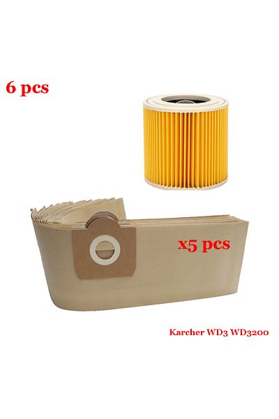 Choice set 4 Dust Bag Hepa Filter For Karcher WD3 MV3 WD3200 WD3300 A2204 A2656 Vacuum Cleaner Spare Part