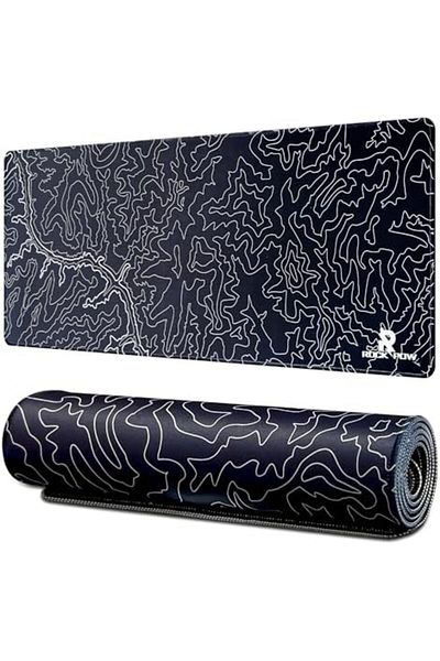 ROCK POW Large Gaming Mouse Pad with Anti-Slip Surface, 800x300x3mm, Topographic Canyon Thicker Rubb