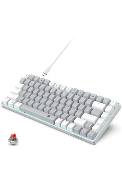 ROCK POW 70% Wired Mechanical Gaming Keyboard, 84-Key Ice Blue Backlit Mini Keyboard
