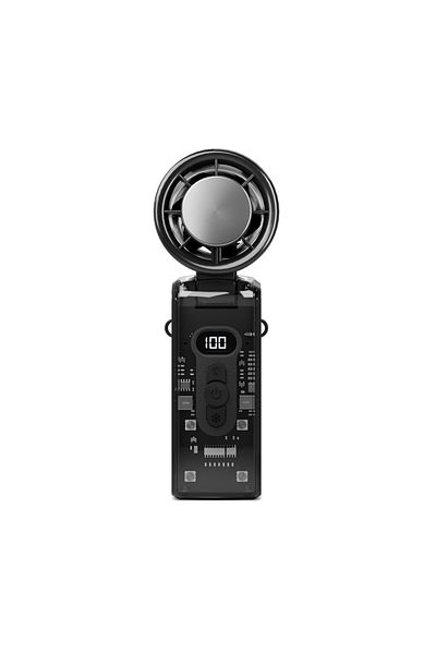 Choice FC8 Black Fan High speed folding refrigeration fan, digital display mini portable USB charging fan,