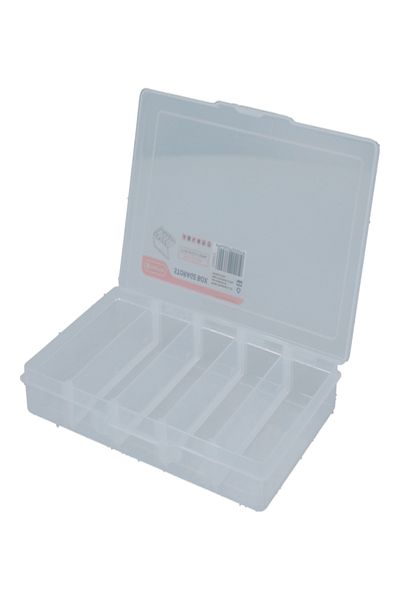 Tactix 5-Compartment Clear Storage Box - Plastic Tool Box