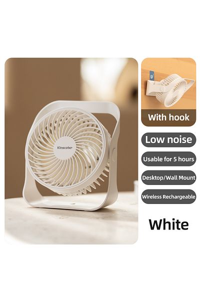 Choice White KINSCOTER Portable Mini Fan 2000mAh Circulator Wireless Home Quiet Ventilator Desktop Wall Cei