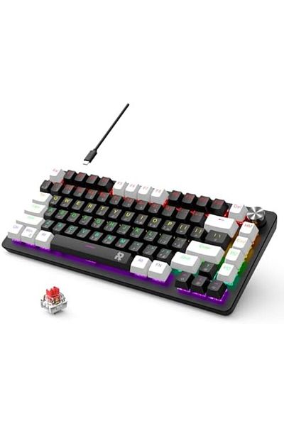 ROCK POW 70% Gaming Keyboard, Arabic English 82 Keys Mechanical Keyboard with RGB Backlit 19 Modes,