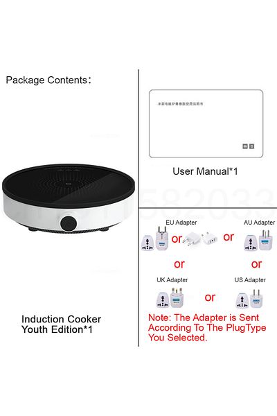 Xiaomi EU Induction Cooker XIAOMI MIJIA Induction Cooker Youth Edition,Control Knob With LED Light,2100W 9-