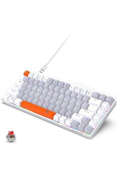 ROCK POW Mechanical Gaming Wired Keyboard 70% Rock Pow, 84 RGB Backlit Keys, Compact for PC/Mac Gaming and Pr