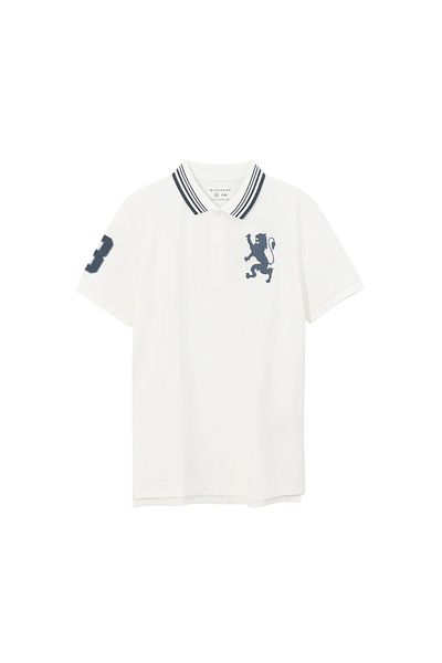 Giordano Men's 3D Lion Polo: Slim Fit, Bold Embroidery, Premium Pique